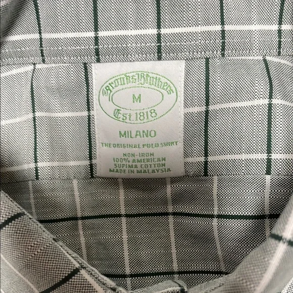 Brooks Brothers Brand New Medium Men's Green Checkered Shirt - Picture 5 of 5